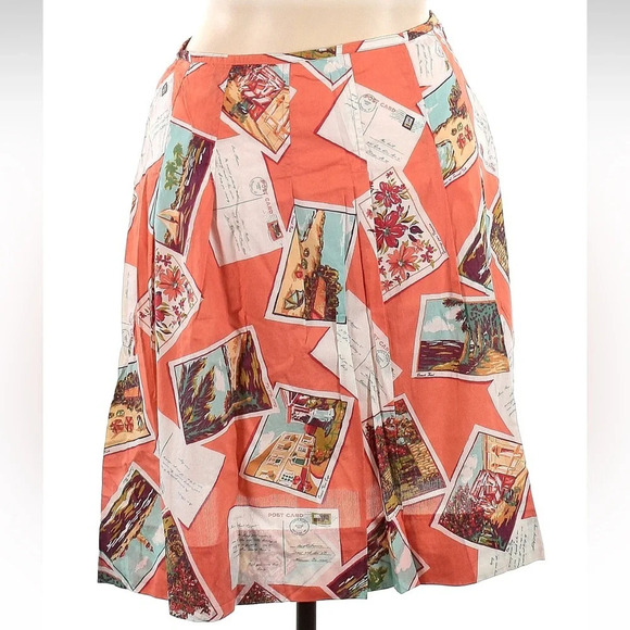 Vintage Eddie Bauer Travel PostCard Tropical Hawaii Italy Swing Skirt Size 14 - Picture 2 of 6